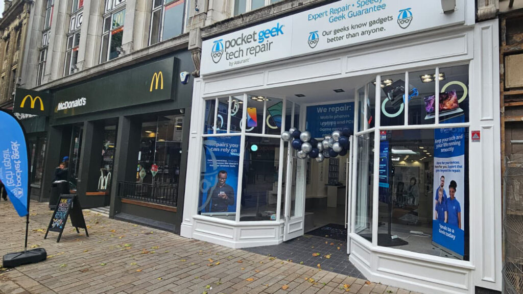 Pocket Geek Wolverhampton by CrC Repair® store outside, device repair such as mobiles, tablets, laptops, macbooks, gaming consoles, wearables